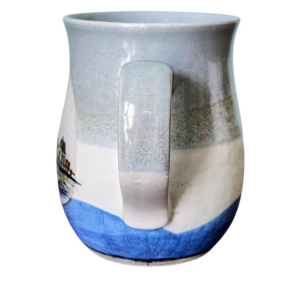 Vintage 1970s Otagiri Pottery Coffee Mug – Handcrafted Ceramic Harbor Scene - Picture 7 of 9